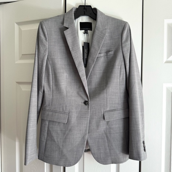 NEW Banana Republic Gray Lightweight Wool Blazer Suit Jacket - Picture 4 of 11